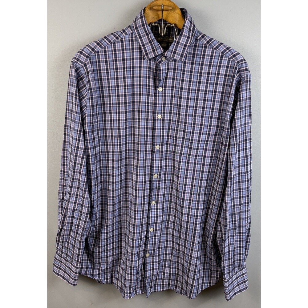 Peter Millar Summer Comfort  Plaid Long Sleeve Button Up Shirt Men’s Size Large
